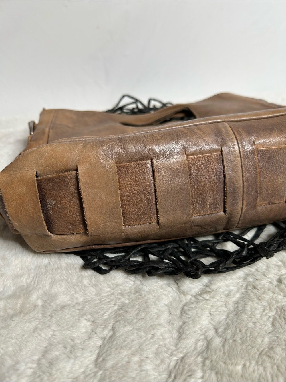 Rare Color - Bed Stu Orchid Woven Leather Satchel Crossbody - Picture 13 of 13